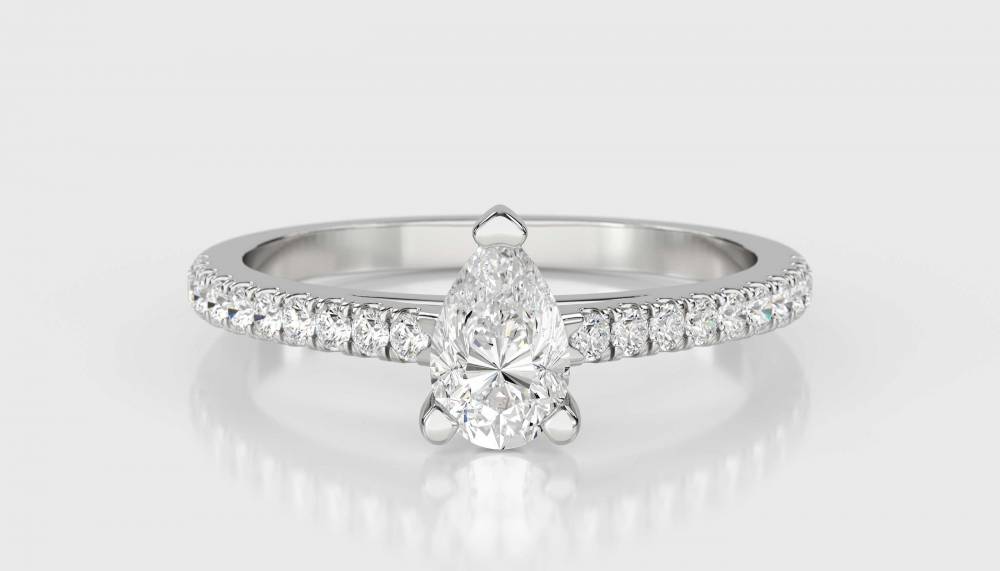 Pear Diamond Shoulder Set Ring W