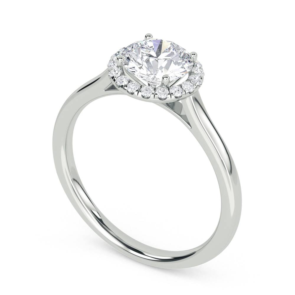 Elegant Round Diamond Single Halo Ring W