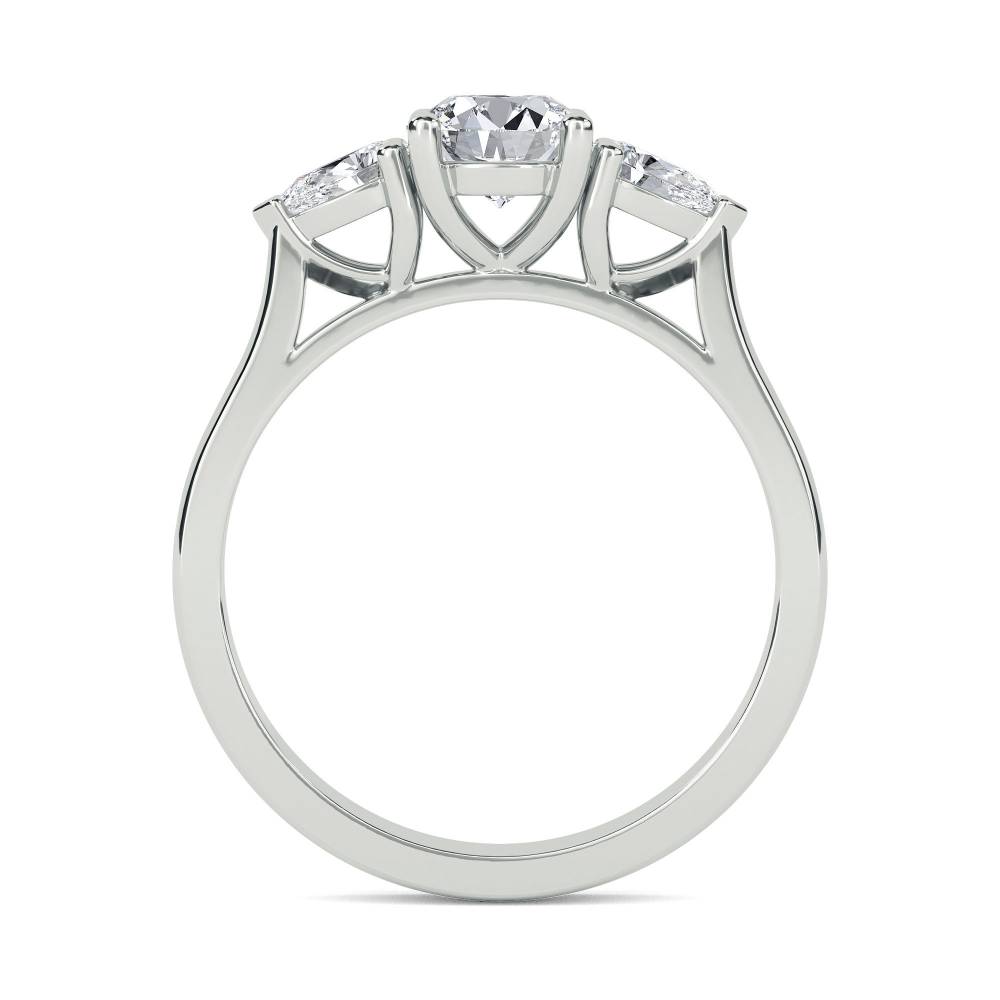 Elegant Round & Pear Diamond Trilogy Ring W