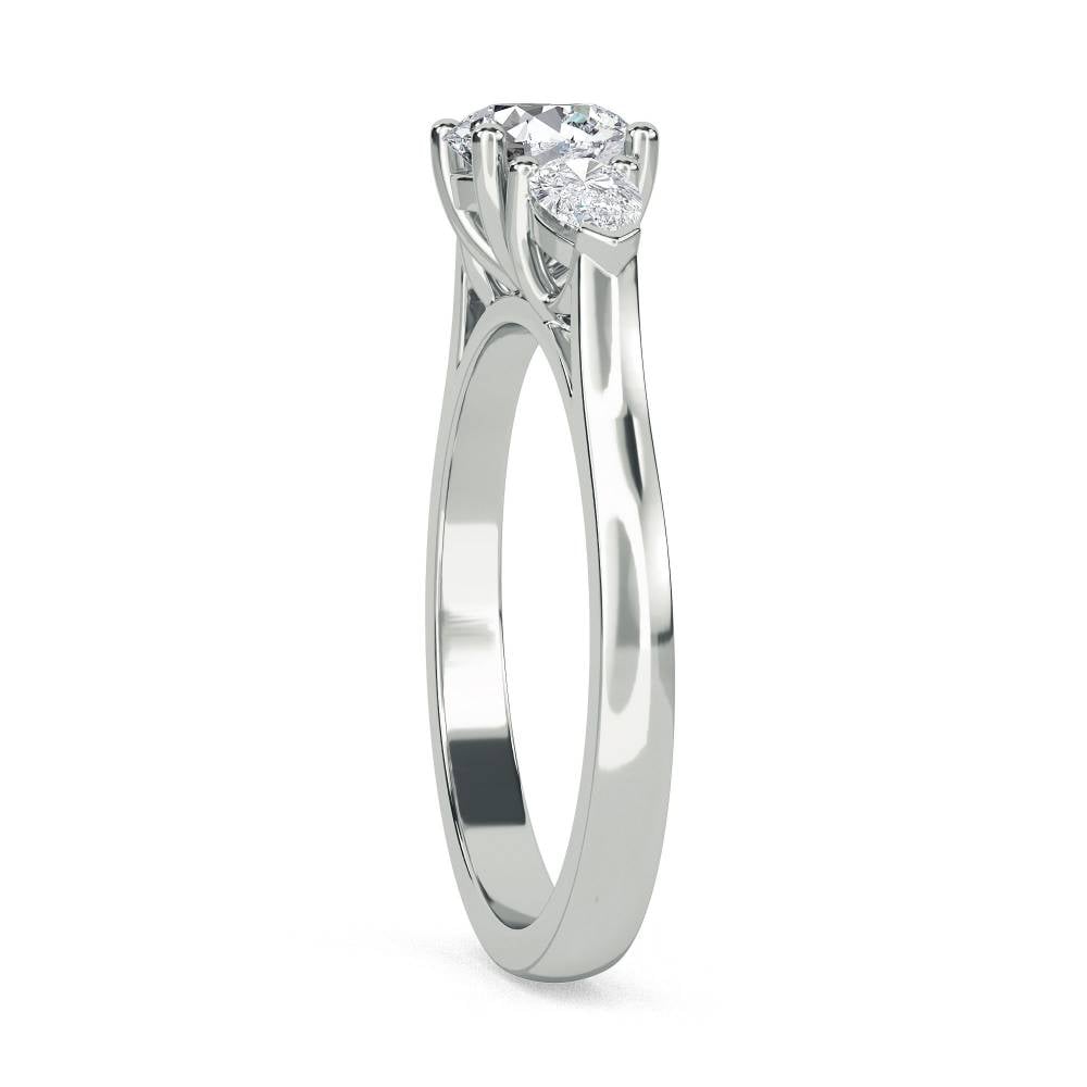 Elegant Round & Pear Diamond Trilogy Ring W