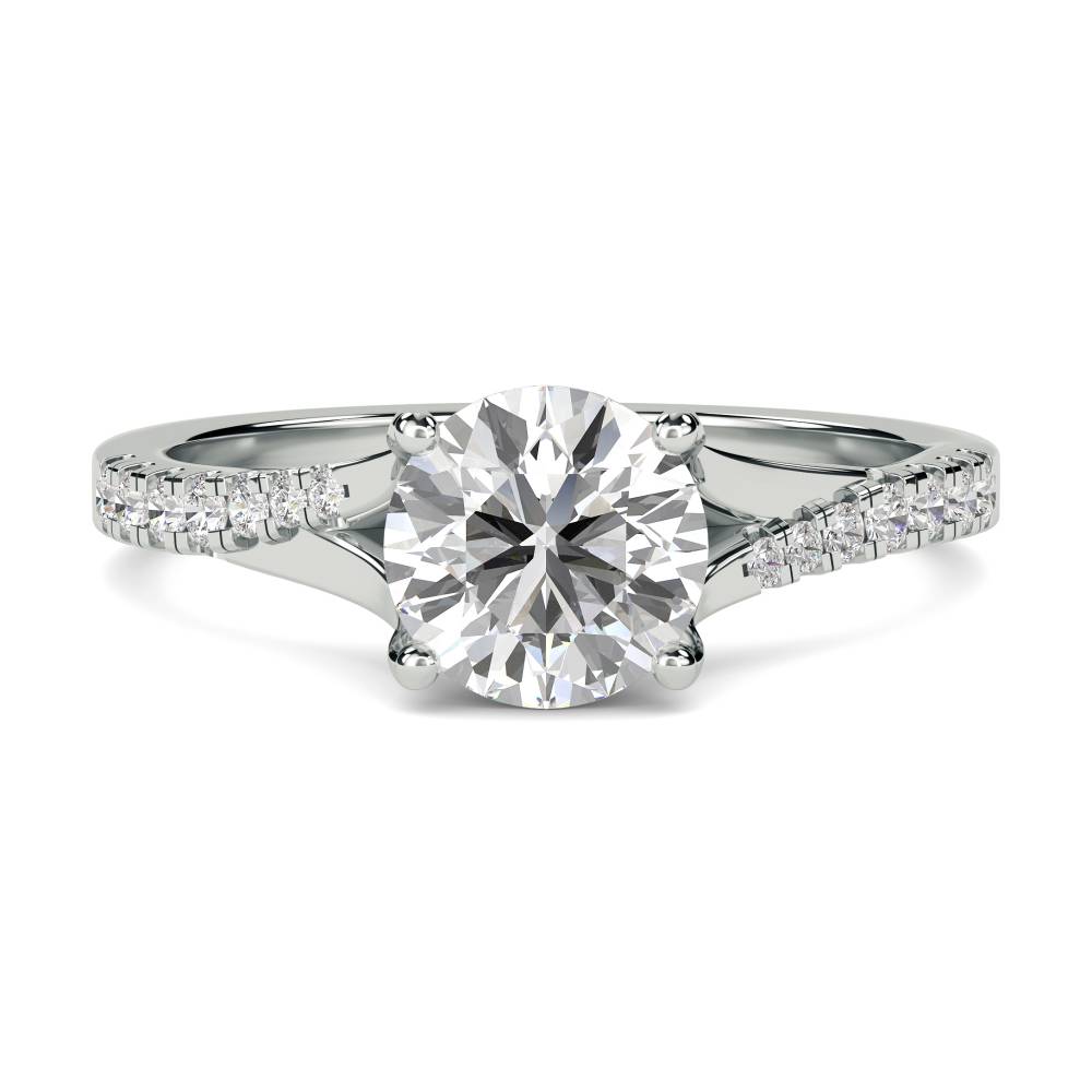 Stylish Round Shoulder Set Diamond Engagement Ring W