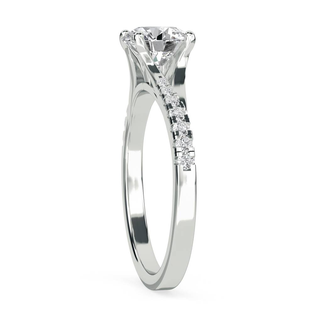 Stylish Round Shoulder Set Diamond Engagement Ring W