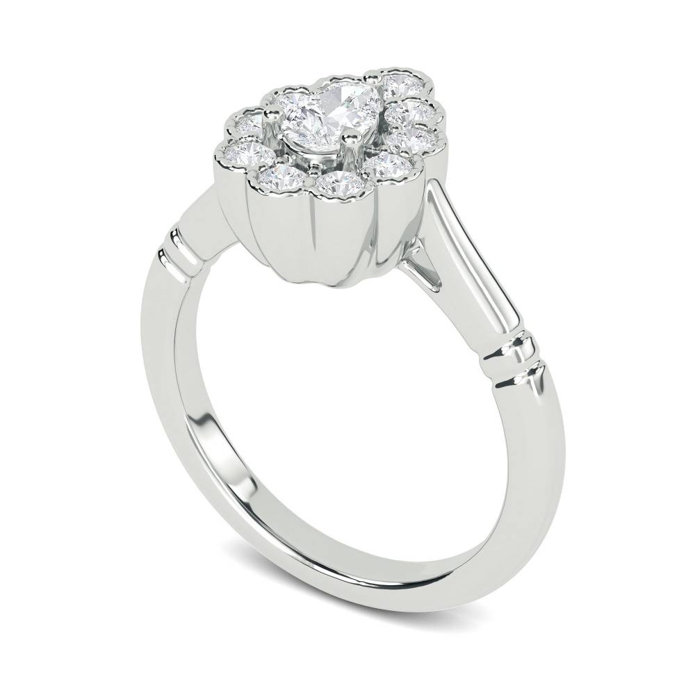 Pear Diamond Milgrain Set Designer Ring W