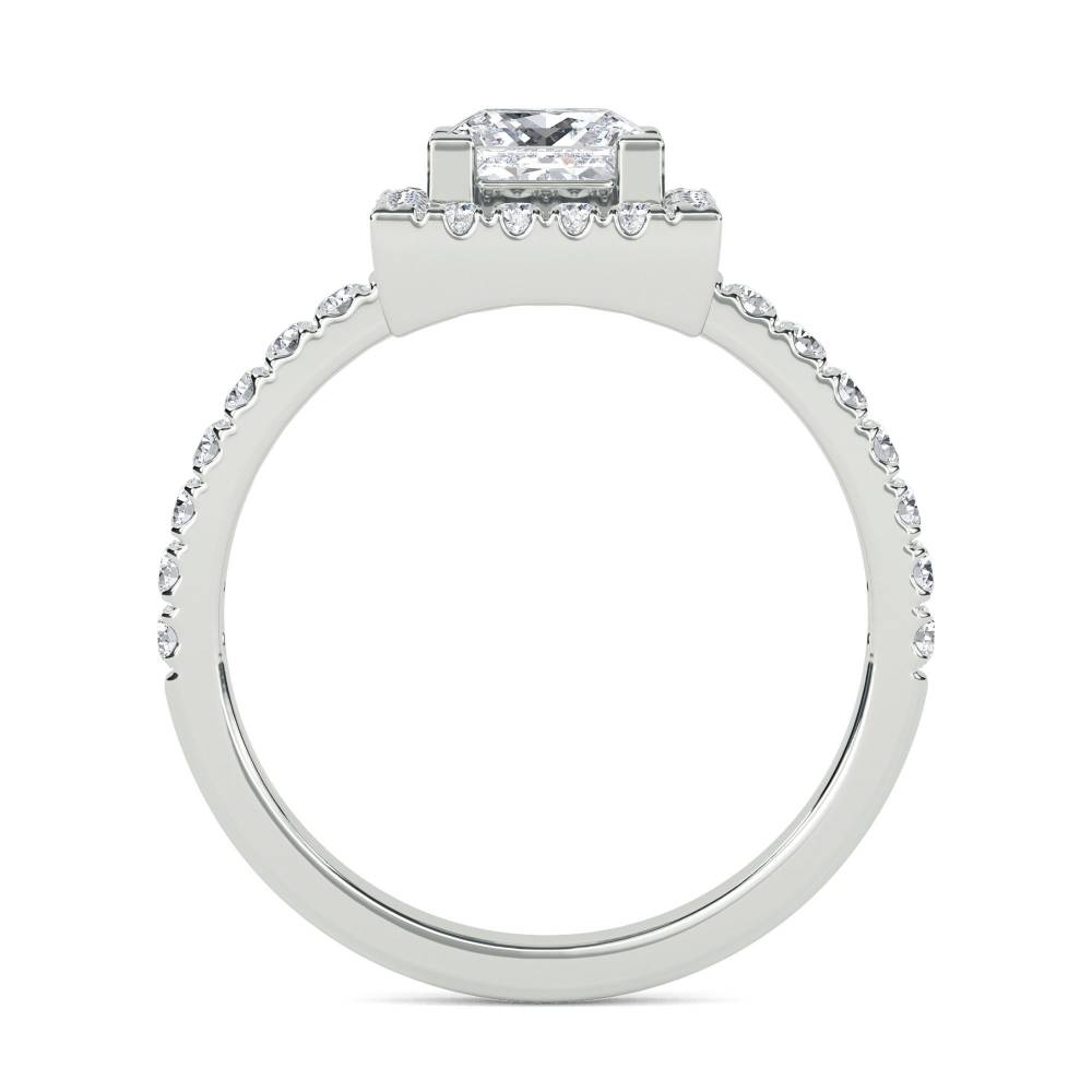 Corner Claw Princess Diamond Single Halo Ring W