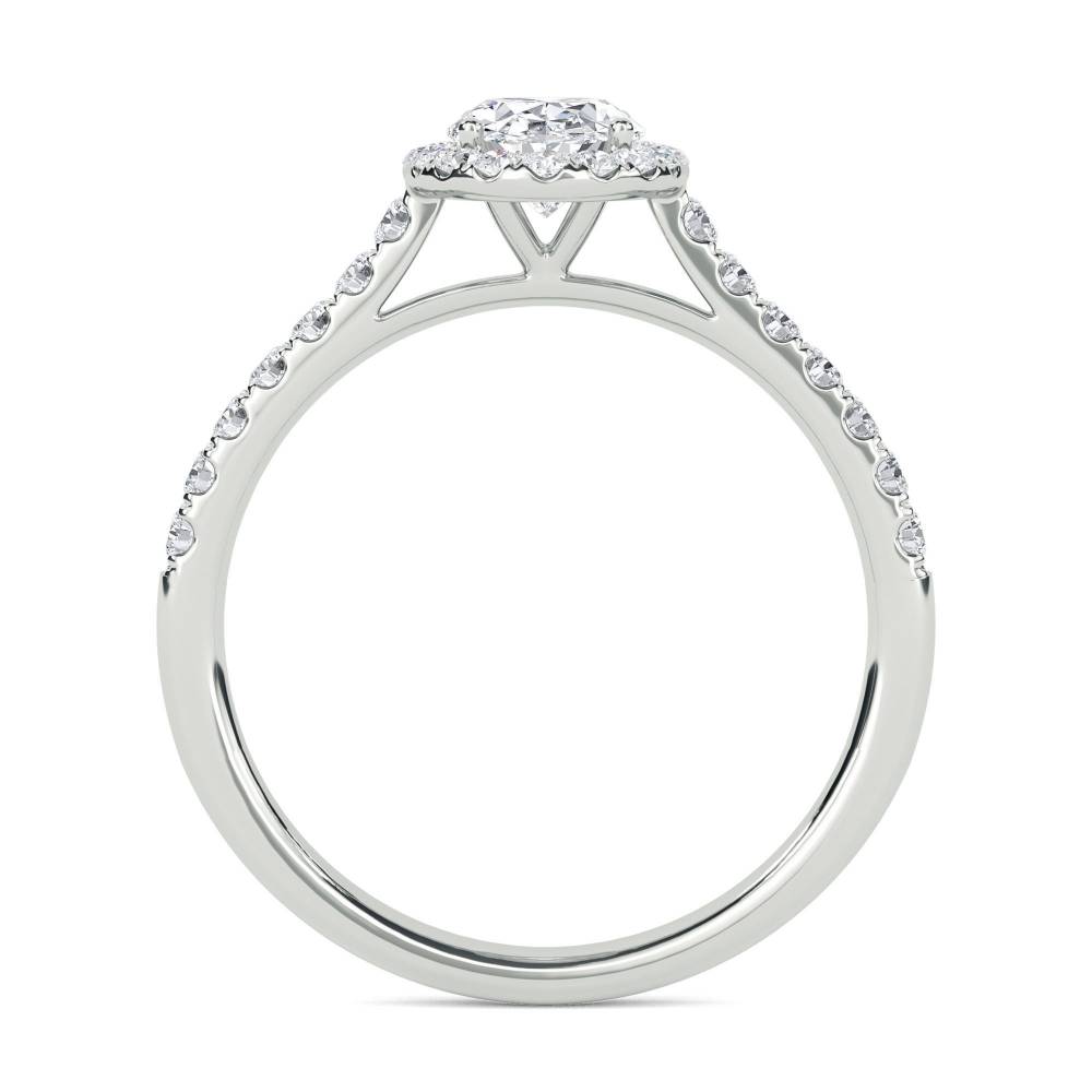 Oval Diamond Single Halo Shoulder Set Ring W