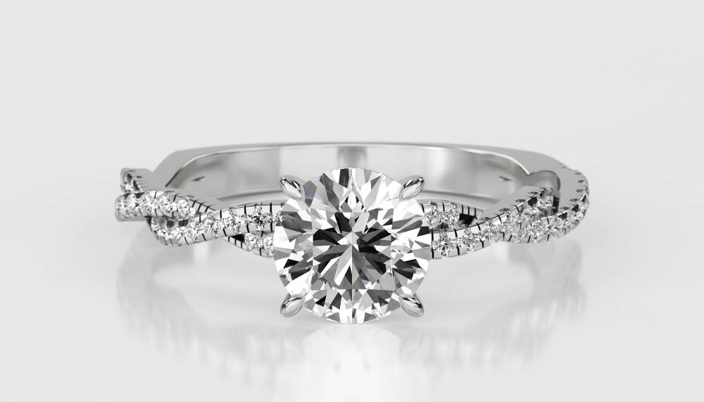 Infinity Twist Round Diamond Vintage Engagement Ring W