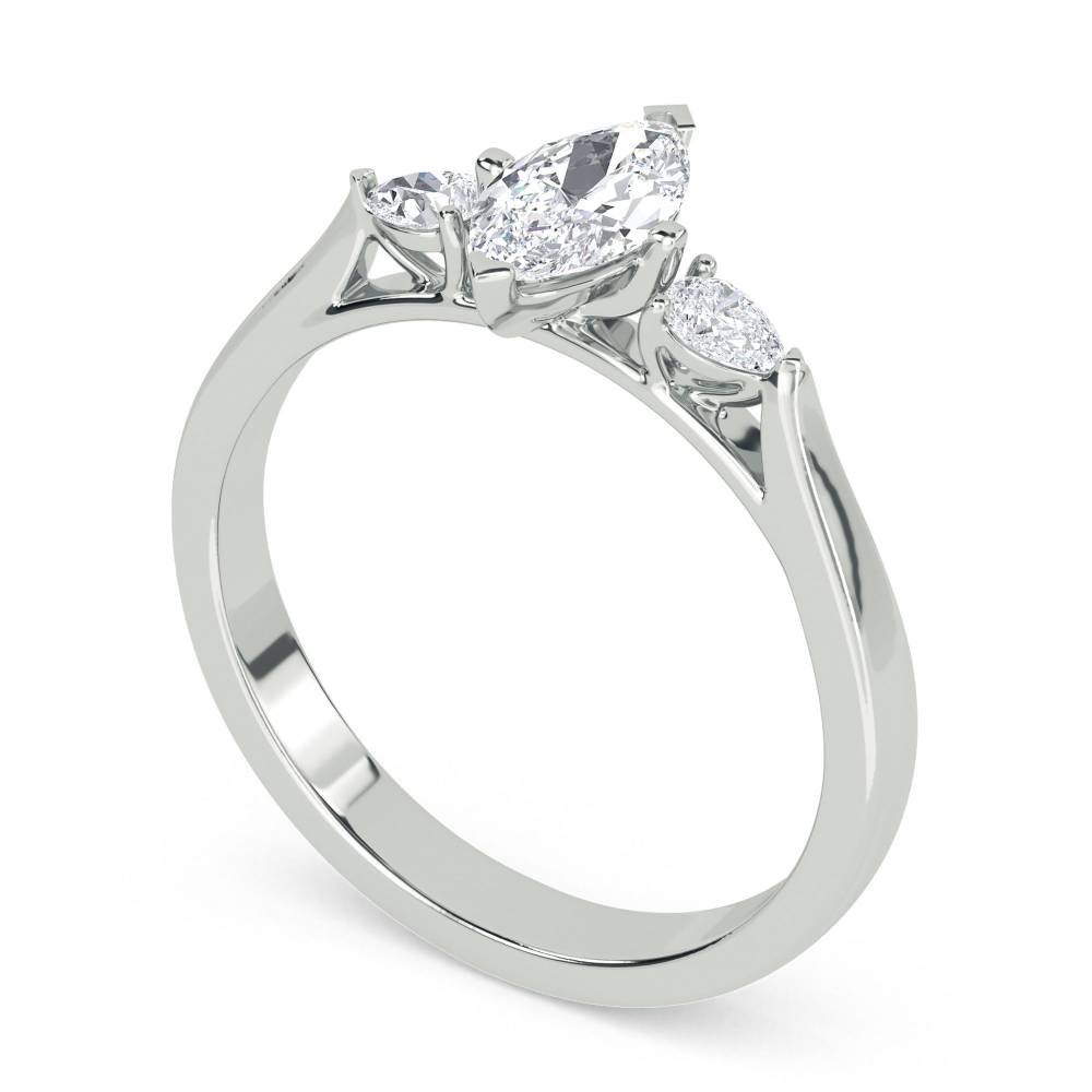DHRX6609 Unique Marquise & Pear Diamond Trilogy Ring W