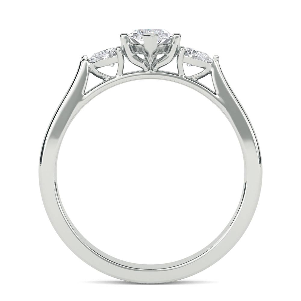 DHRX6609 Unique Marquise & Pear Diamond Trilogy Ring W