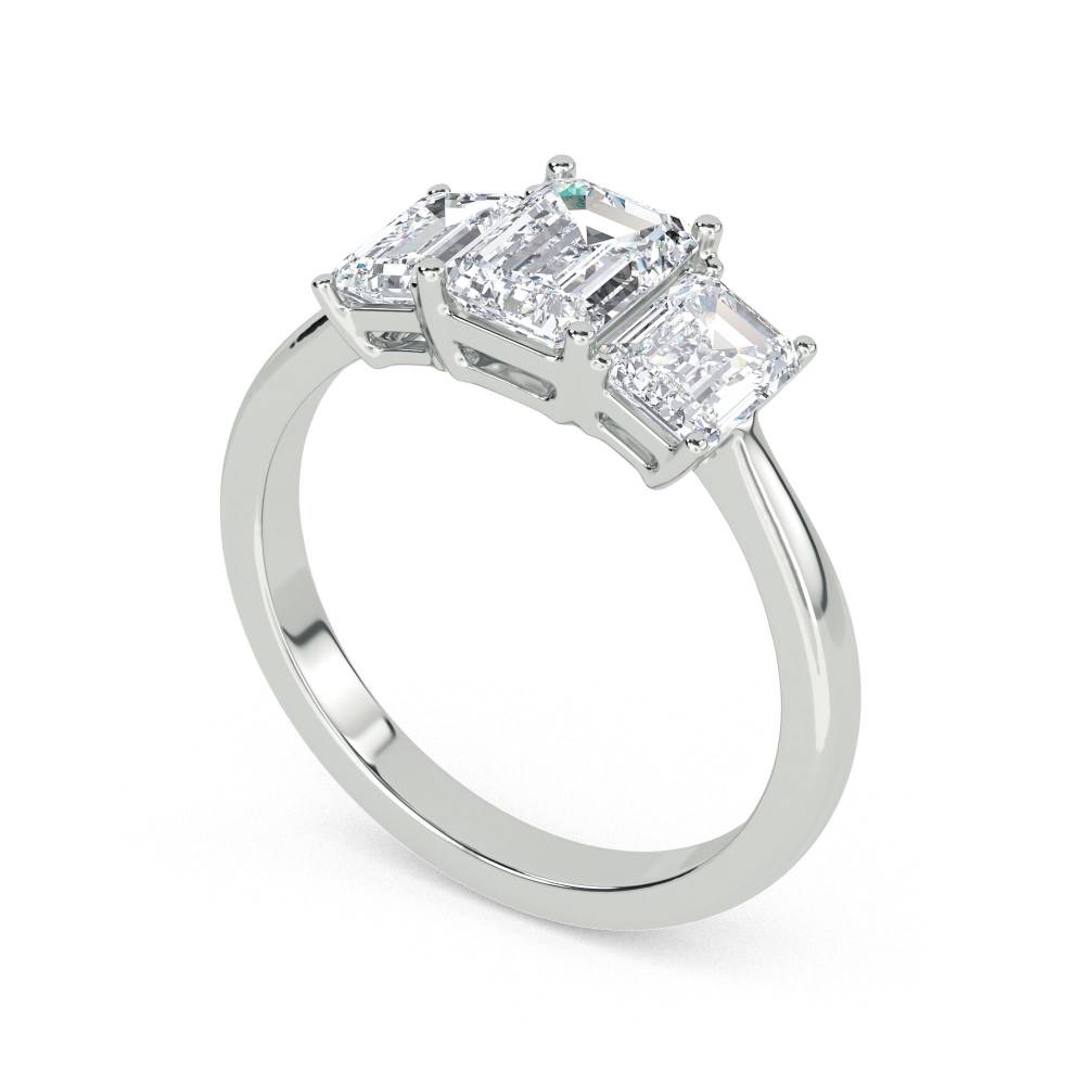 DHRX7055 Graduated Emerald Diamond Trilogy Ring W