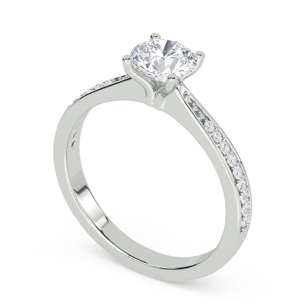 Round Shoulder Set Diamond Engagement Ring W