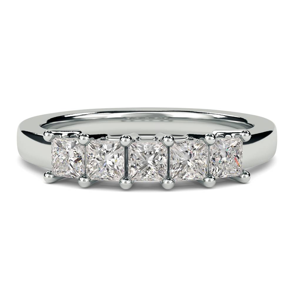 DHRZ0042 5 Stone Princess Diamond Half Eternity Ring W