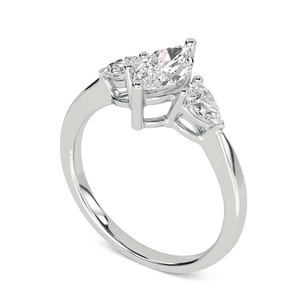 Unique Marquise & Pear Diamond Trilogy Ring W
