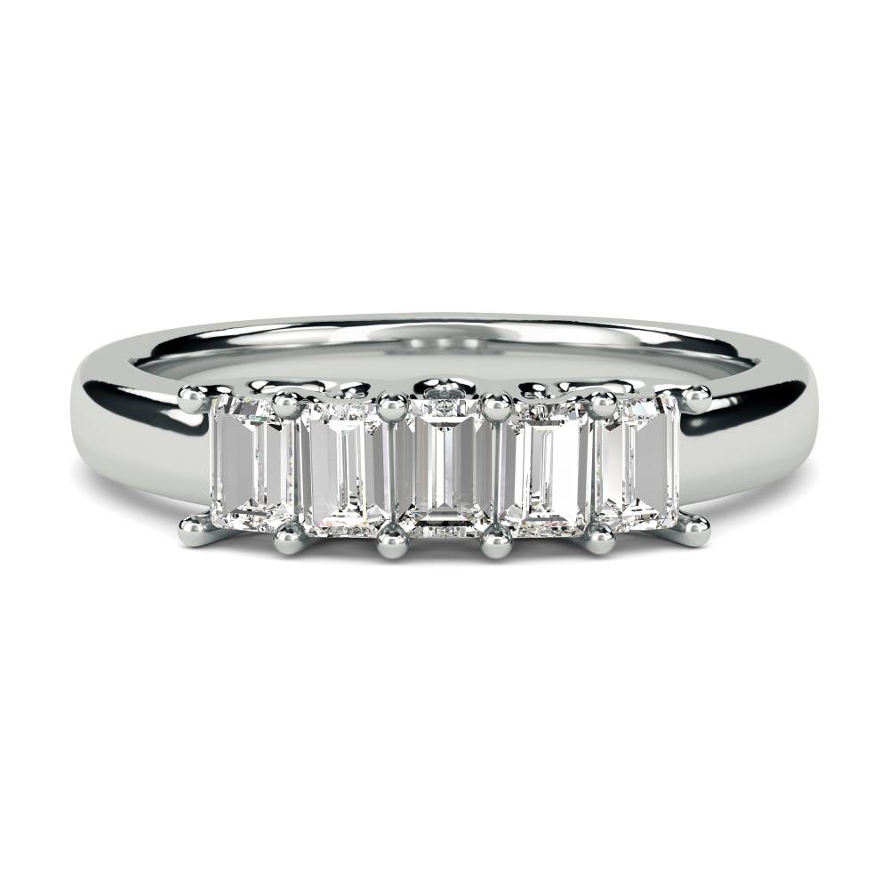 DHRZ0208 5 Stone Emerald Diamond Half Eternity Ring W