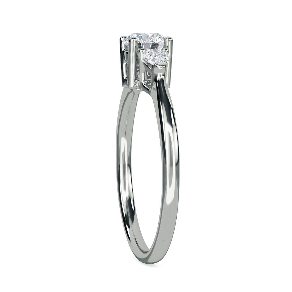 DHRZ0518 Round & Pear Diamond Trilogy Ring W