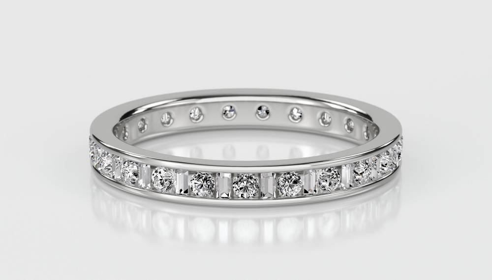3mm Round & Baguette Diamond Full Eternity Ring W