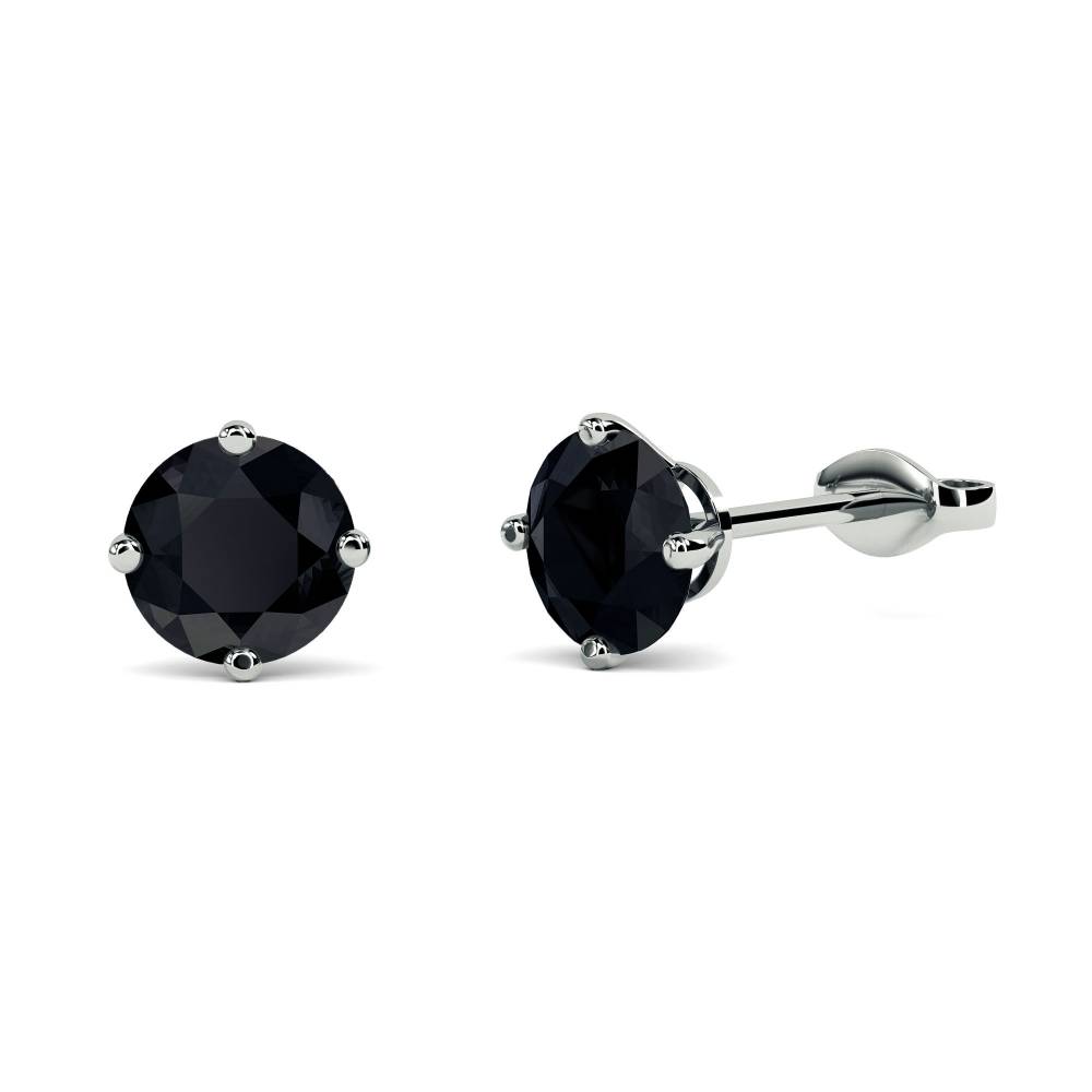 Round Black Diamond Earrings W