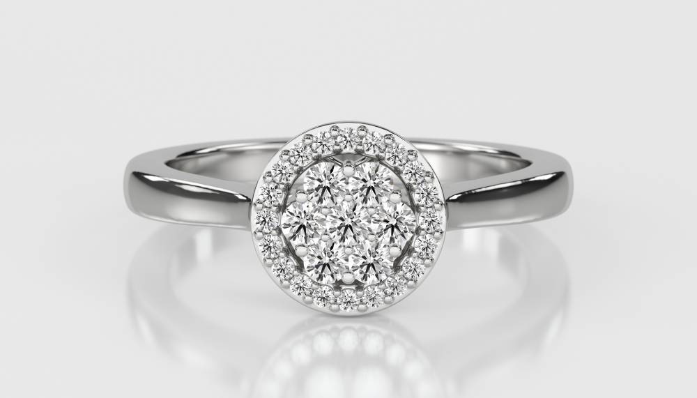 0.25ct Elegant Round Diamond Cluster Ring W