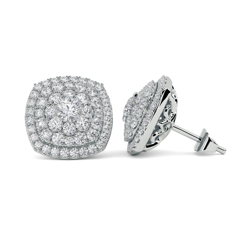 Round Diamond Cluster Earrings W