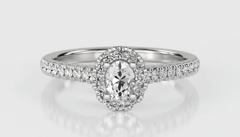 0.70ct SI/H Round and Oval Diamond Cluster Ring W
