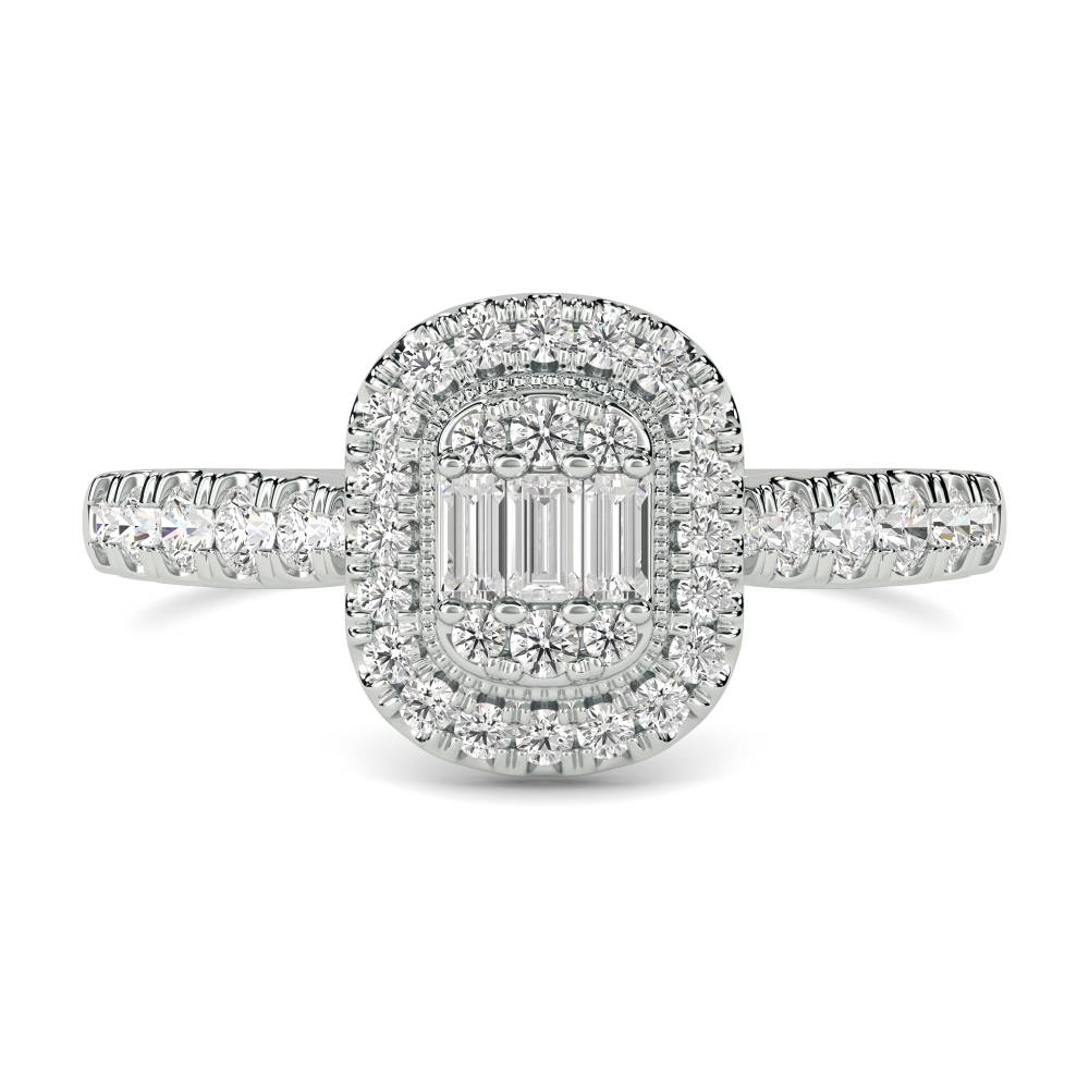 0.50ct VS/FG Baguette and Round Diamond Cluster Ring W