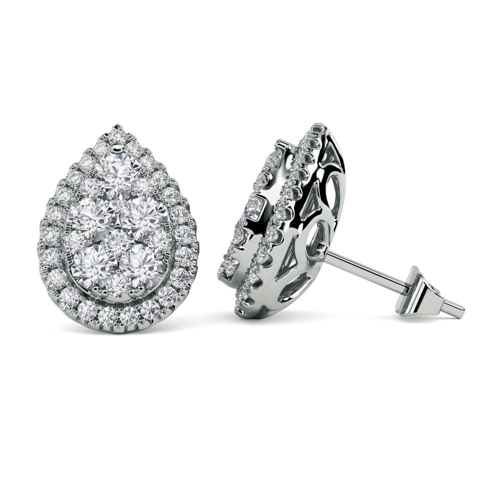 1.00ct VS/EF Round Diamond Cluster Earrings W