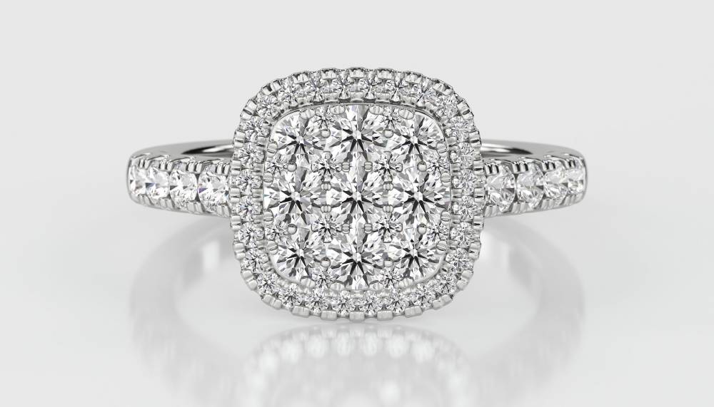 1.00ct Elegant Round Diamond Cluster Ring W