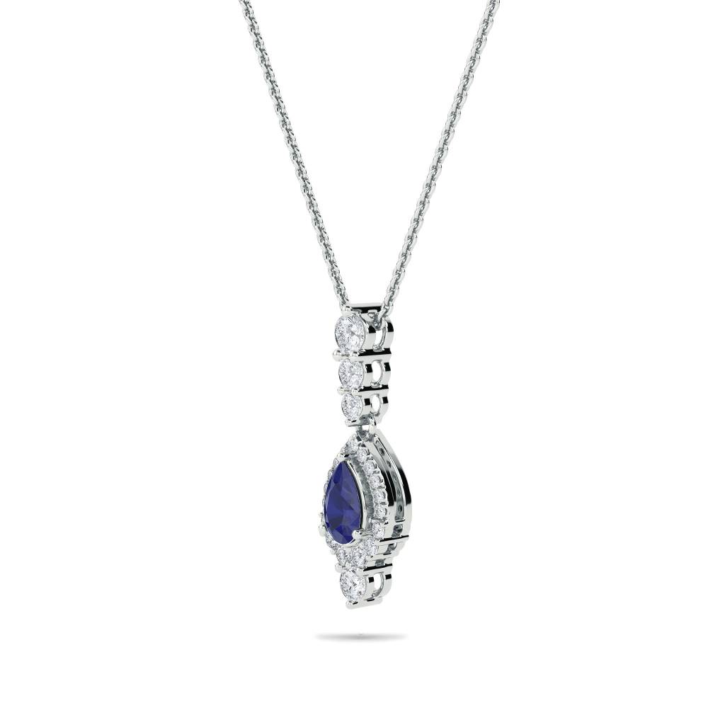 1.70ct Blue Sapphire Pear Pendant And Chain W
