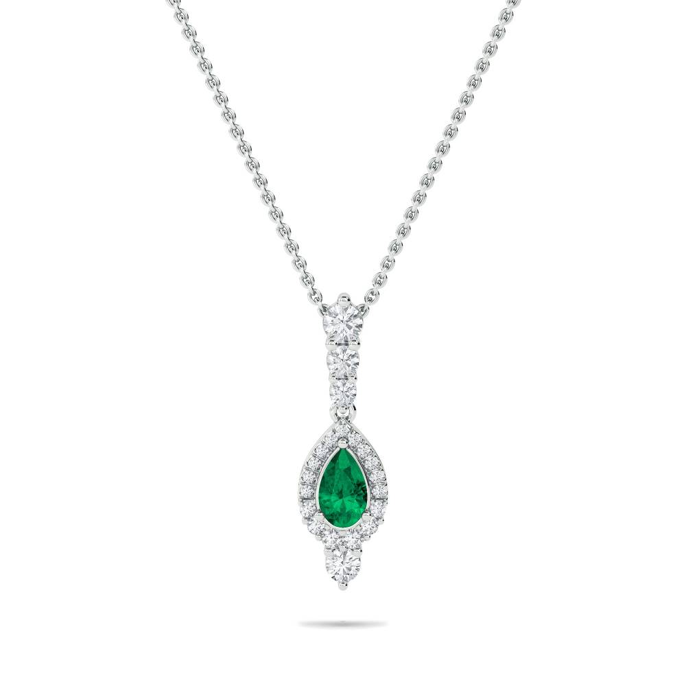 1.40ct Emerald Pear Pendant And Chain W
