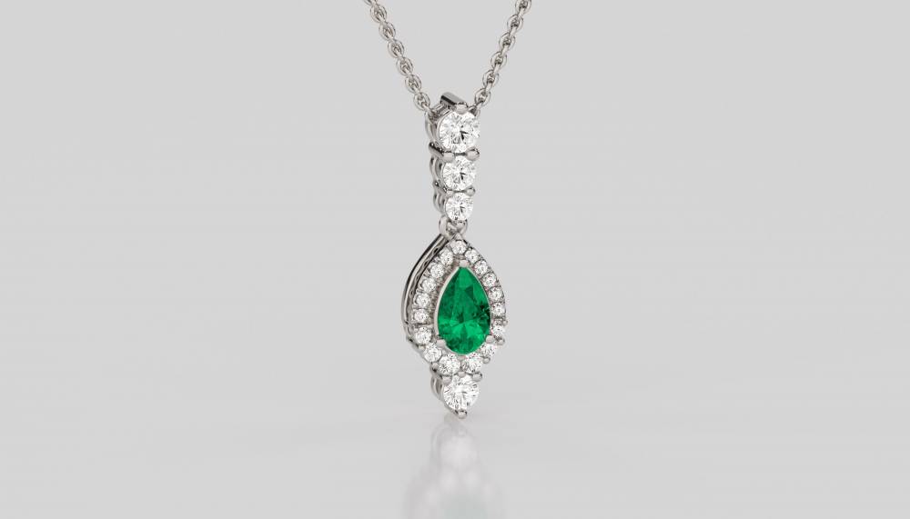1.40ct Emerald Pear Pendant And Chain W