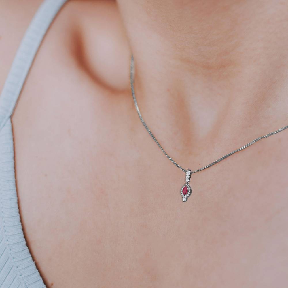 1.70ct Ruby Pear Pendant And Chain W