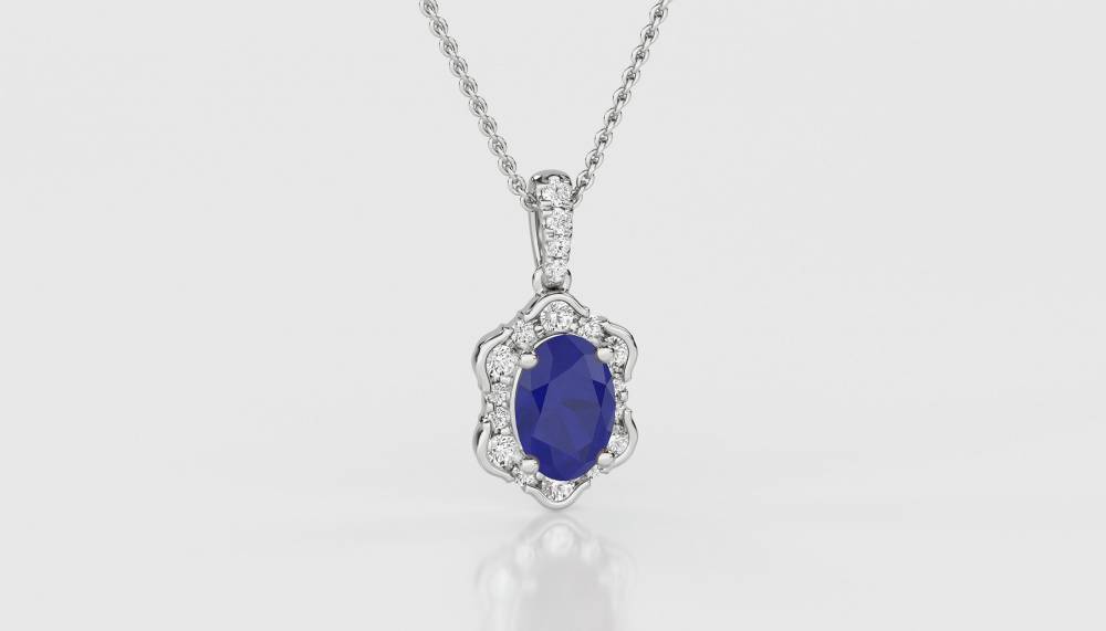 1.45ct Blue Sapphire Vintage Pendant And Chain W