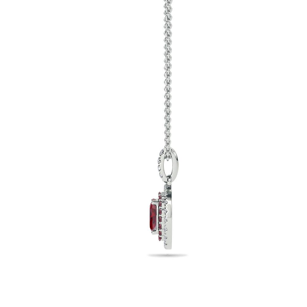 1.85ct Ruby  Double Halo Oval Pendant And Chain W