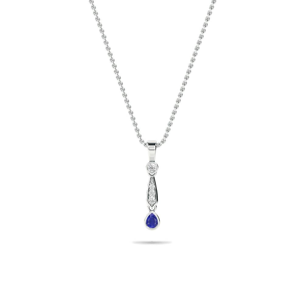0.30ct Blue Sapphire Kite Pendant And Chain W