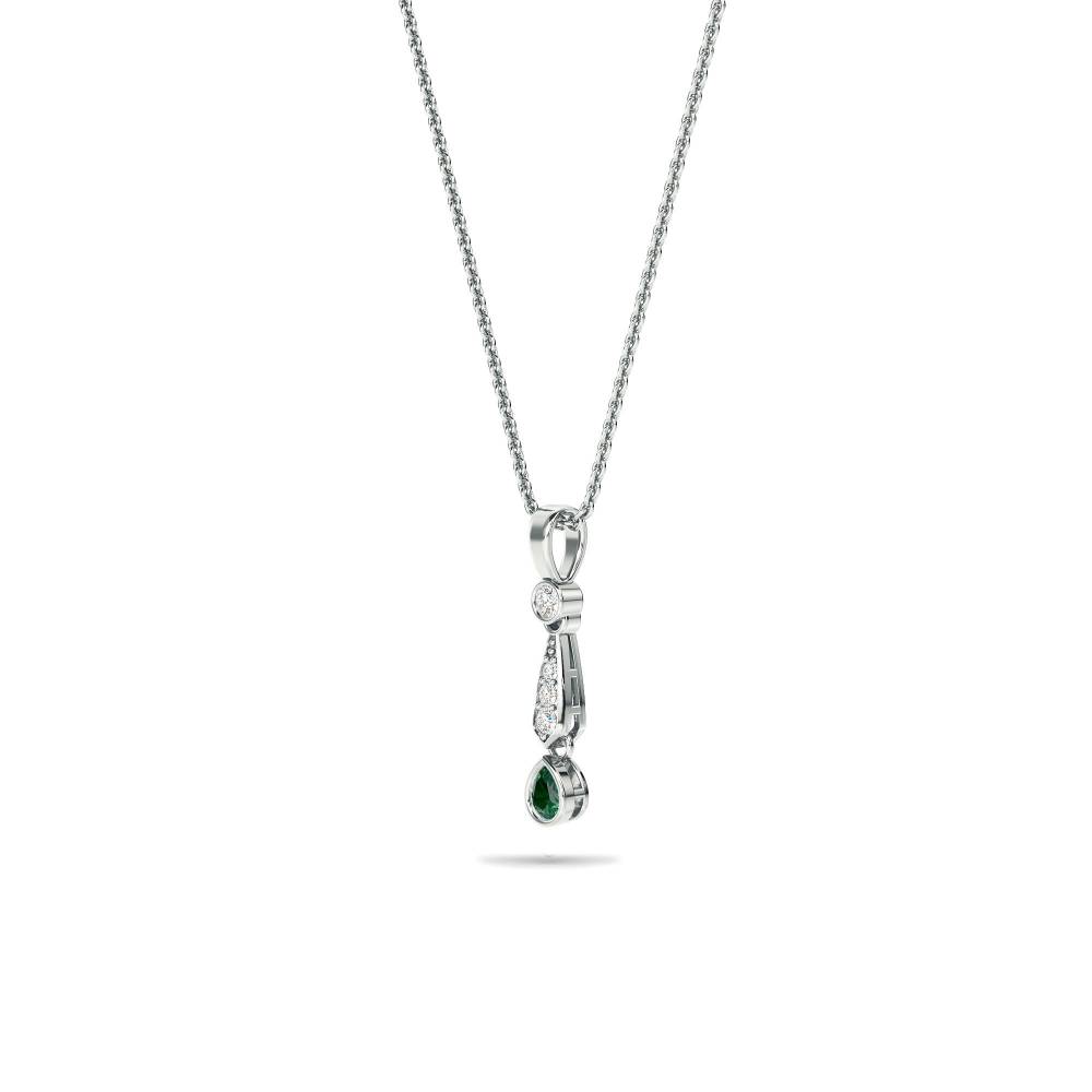 0.25ct Emerald Kite Pendant And Chain W