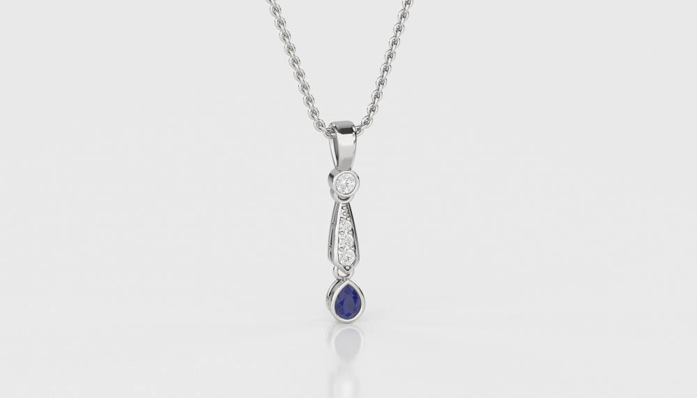 0.30ct Blue Sapphire Kite Pendant And Chain W
