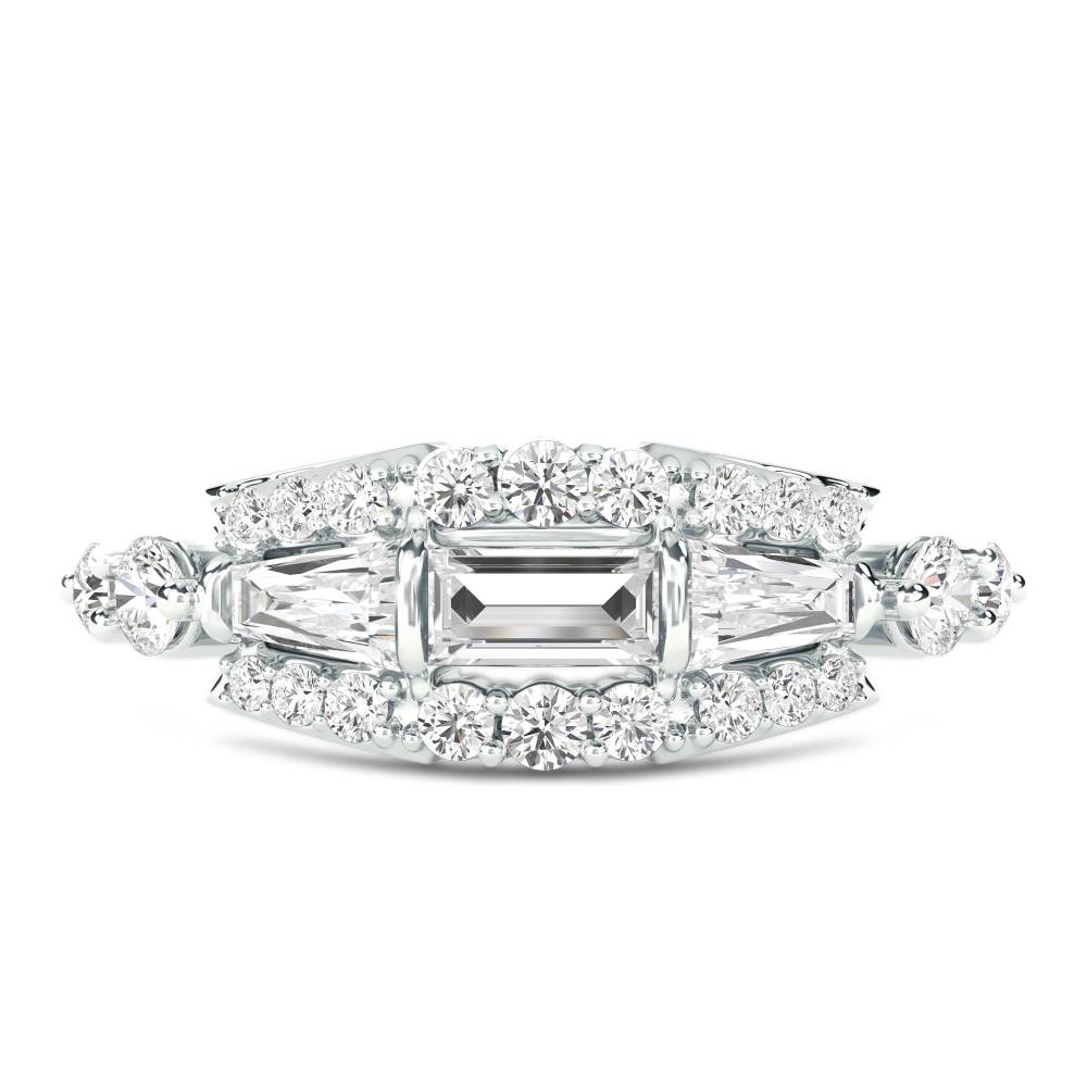 Round & Baguette Diamond Reflection Ring W