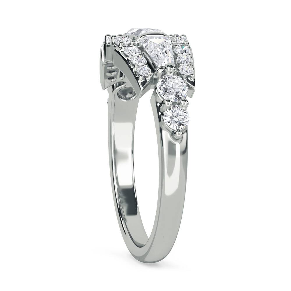 Round & Baguette Diamond Reflection Ring W