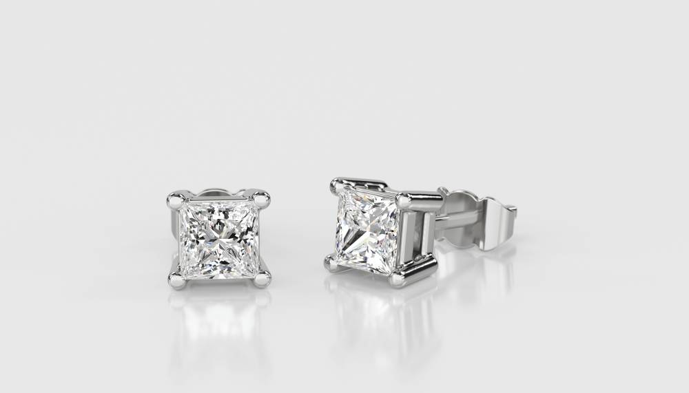 0.50ct VS/EF Princess Diamond Stud Earrings W