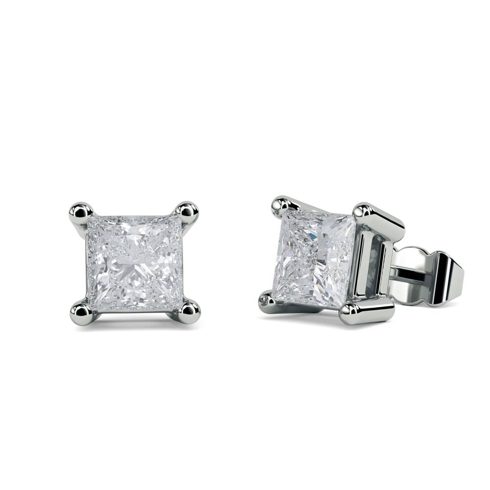 0.70ct VS/EF Princess Diamond Stud Earrings W
