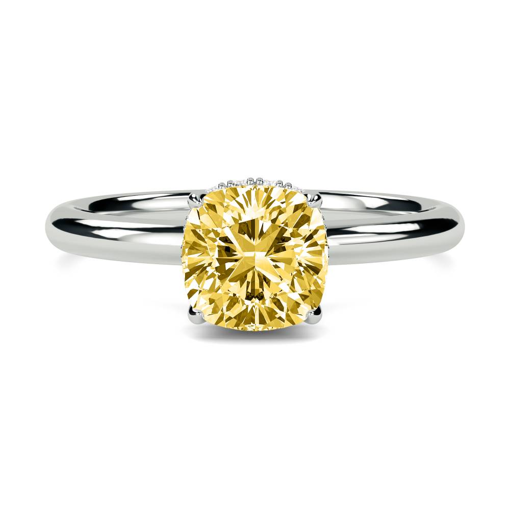 Cushion Yellow Diamond Halo Ring W