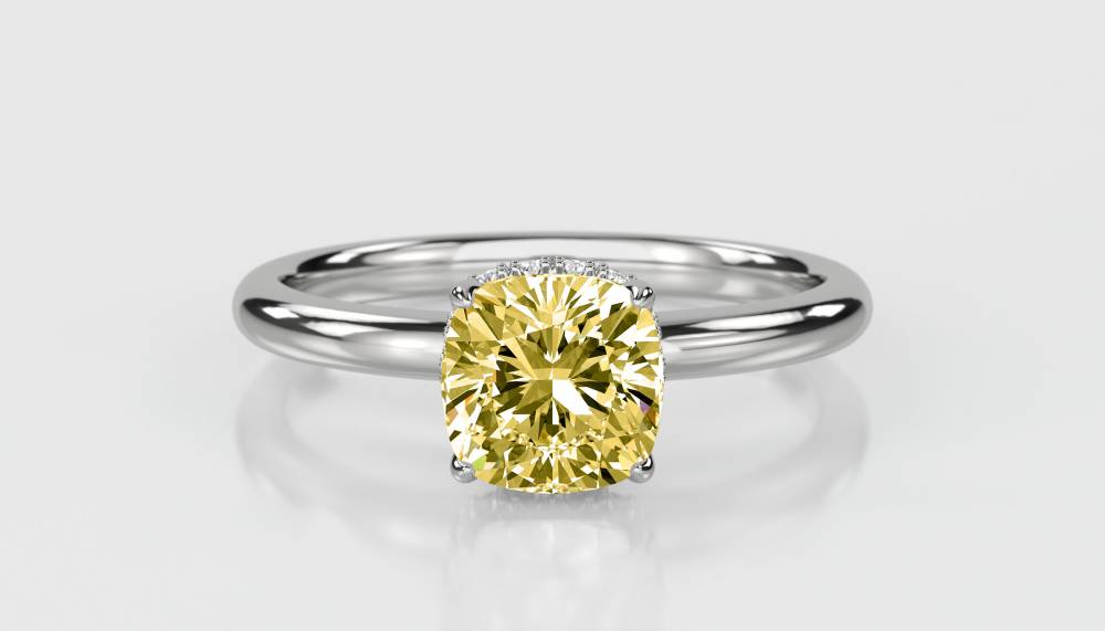 Cushion Yellow Diamond Halo Ring W