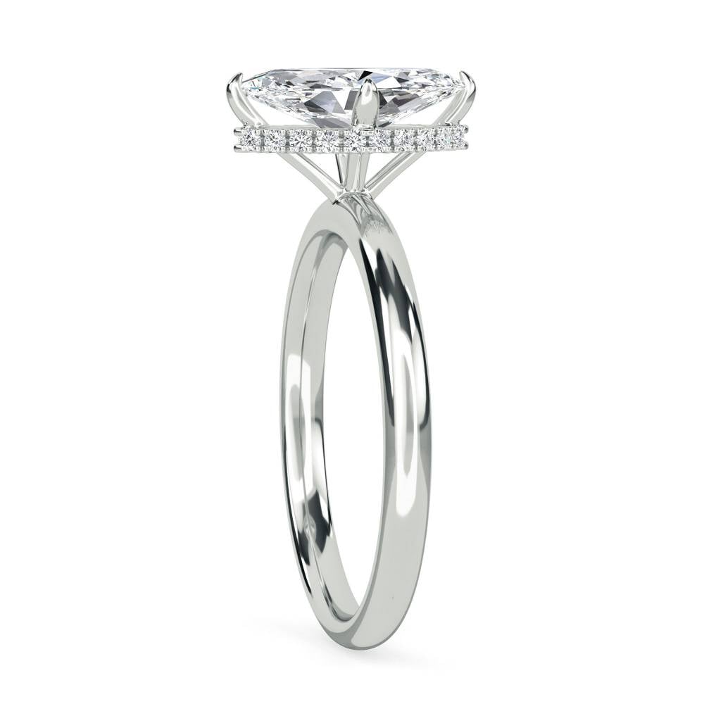 Marquise Diamond High Set Hidden Halo Ring W