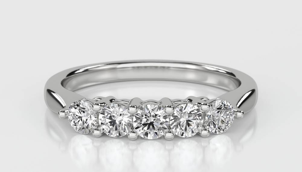 DHMT05112 5 Stone Round Diamond Half Eternity Ring W