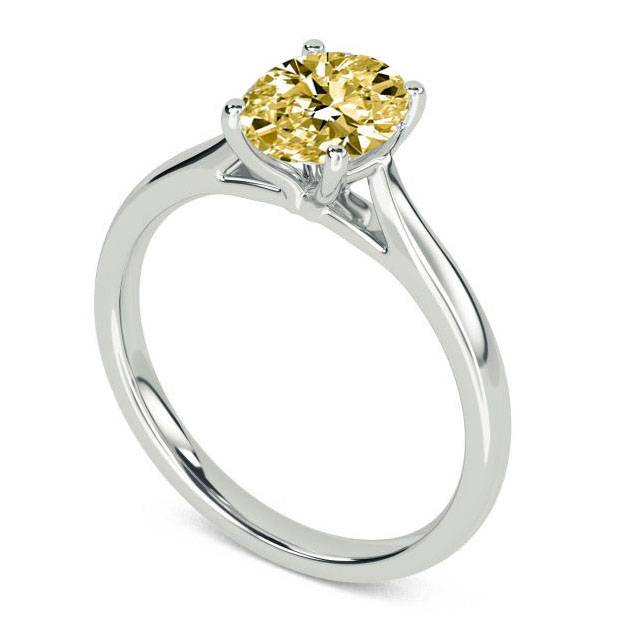 Elegant Fancy Yellow Oval Diamond Engagement Ring P