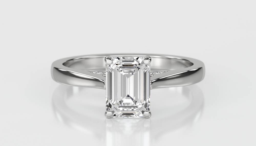 Elegant Emerald Diamond Engagement Ring W