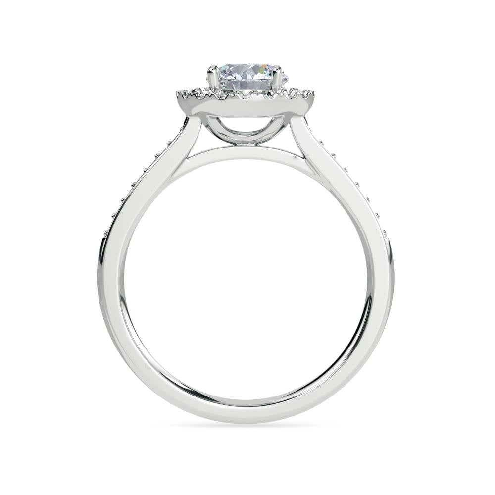 Round Diamond Single Halo Shoulder Set Ring W