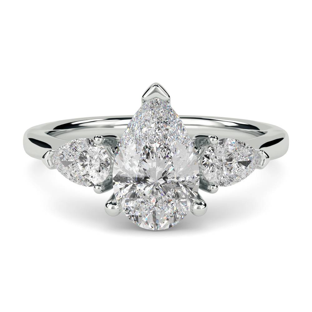 DHTRI3004 Elegant Pear Diamond Trilogy Ring W