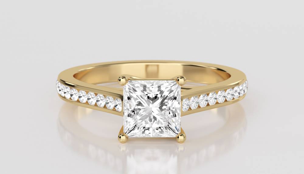 Princess Diamond Shoulder Set Ring Y