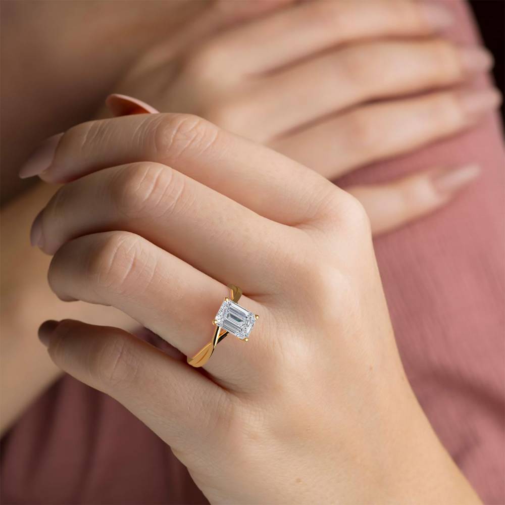 Emerald Diamond Infinity Twist Engagement Ring Y