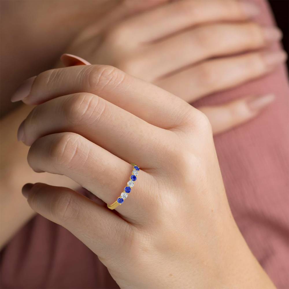 0.90ct Blue Sapphire And Diamond Eternity Ring Y